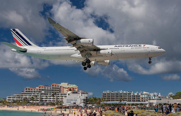 Air France Poster featuring the photograph Air France landing at St. Maarten by David Gleeson
