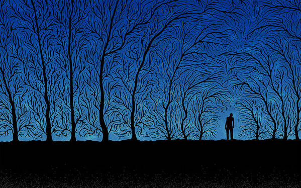 Abstract Poster featuring the digital art Alone in the Forrest by Gianfranco Weiss