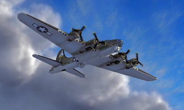 B-17 Flying Fortress Poster featuring the digital art B-17 Flying Fortress by Dale Jackson