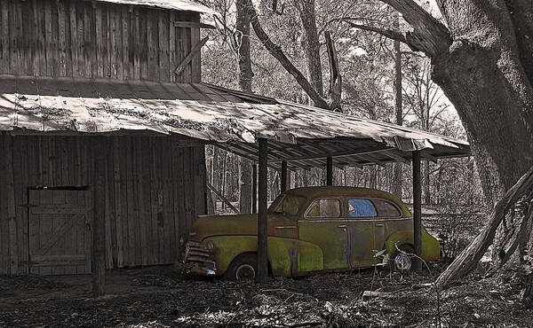 Car Poster featuring the photograph Barn and Fleetmaster by Deborah Smith