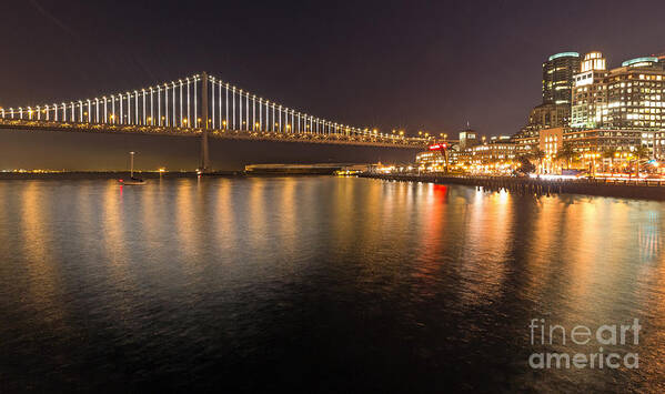 Bay Bridge Poster featuring the photograph Bay Bridge Lights and City by Kate Brown