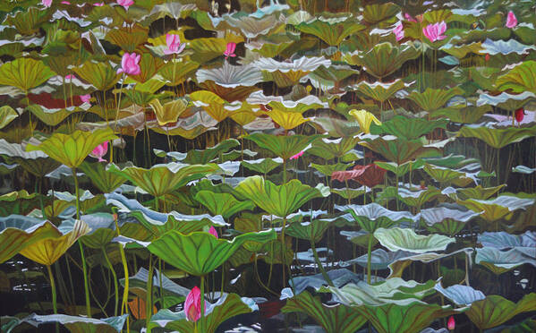 Waterlily Poster featuring the painting Beijing in August by Thu Nguyen