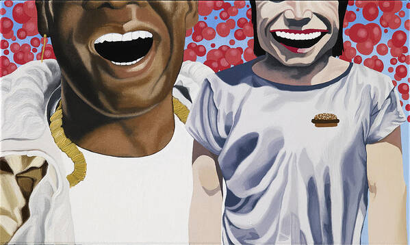 Balloons Poster featuring the painting Big Freedia and Yue Minjun by Marcella Lassen