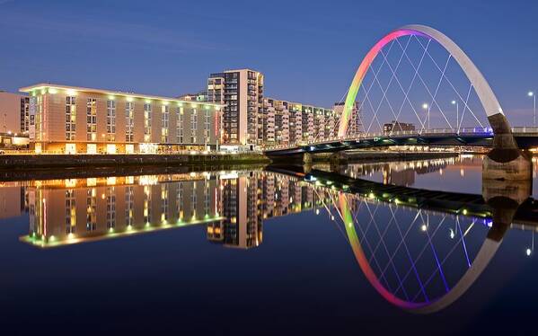 Glasgow Poster featuring the photograph Blue hour in Glasgow by Stephen Taylor