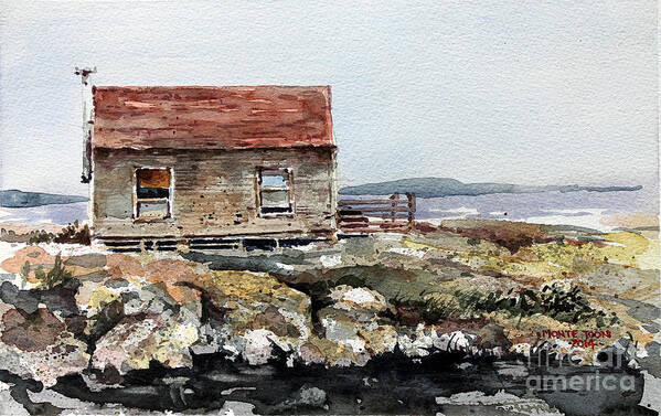 A Small Cabin At The Inlet To Blue Rocks Poster featuring the painting Blue Rocks Nova Scotia by Monte Toon