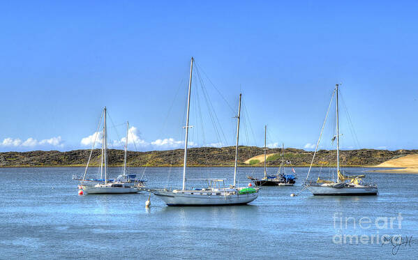 Hdr Process Poster featuring the photograph Boats on the Bay by Mathias 