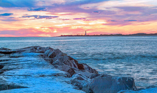 Sunset Poster featuring the photograph Cape May jetty by Charles Aitken