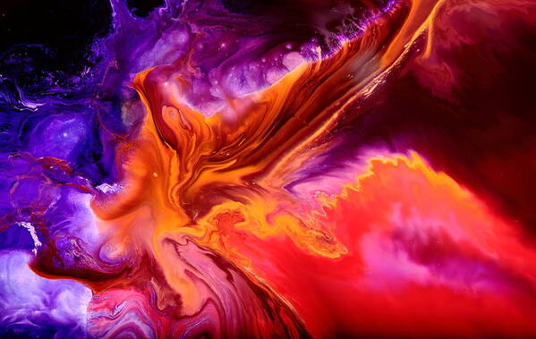 Colors Poster featuring the painting Colorful Fluid Abstract Art Moonstruck by Kredart by Serg Wiaderny