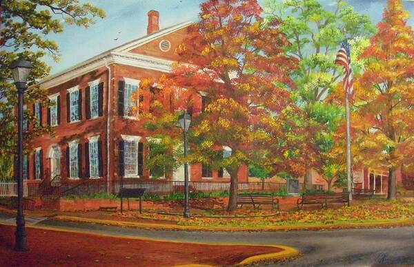 Dahlonega Poster featuring the painting Dahlonega's Gold Museum in Autumn by Nicole Angell