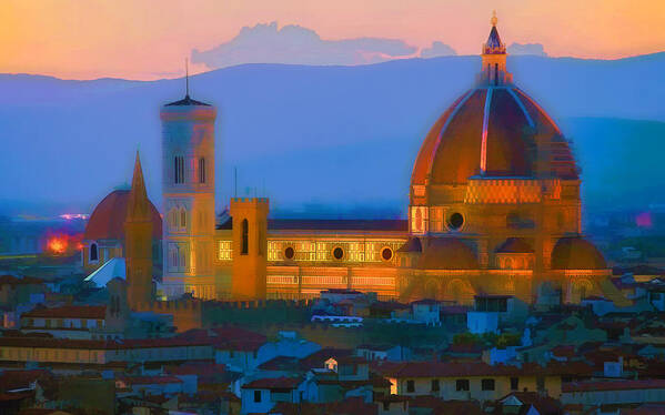  Poster featuring the painting Dawn in Florence by Douglas MooreZart