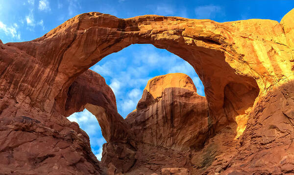 Landscape Poster featuring the photograph Double Arches Panoramic by Jonathan Nguyen