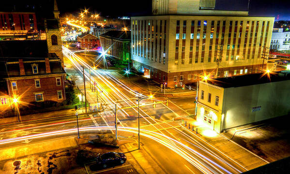 Parkersburg Poster featuring the photograph Downtown Avery Street At Night by Jonny D