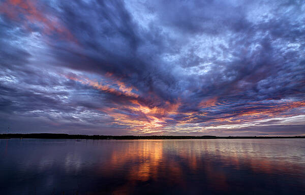 Sunset Poster featuring the photograph Fire In The Sky Sunset Over The Lake by Todd Aaron