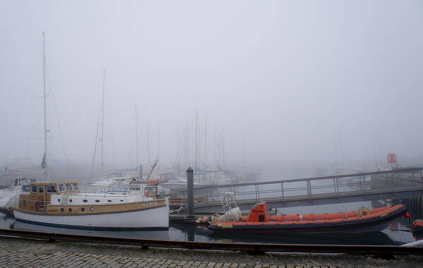 Anstruther Harbour Poster featuring the photograph Fog in Marina III by Elena Perelman