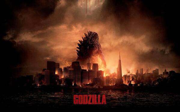 Godzilla Poster featuring the digital art Godzilla 2014 by Movie Poster Prints