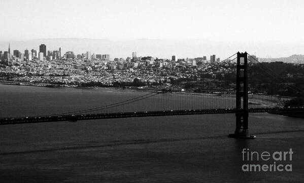 Golden Gate Bridge Poster featuring the photograph Golden Gate Bridge in Black and White by Linda Woods