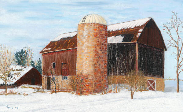 Pastel Poster featuring the pastel Grandpa's Silo Stands by Sue Lewis