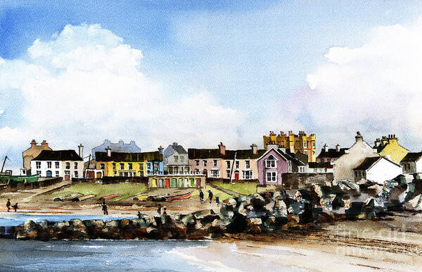 Val Byrne Poster featuring the painting Greystones North Beach Wicklow by Val Byrne