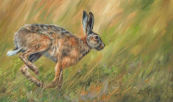Hare Poster featuring the painting Hare by David Stribbling
