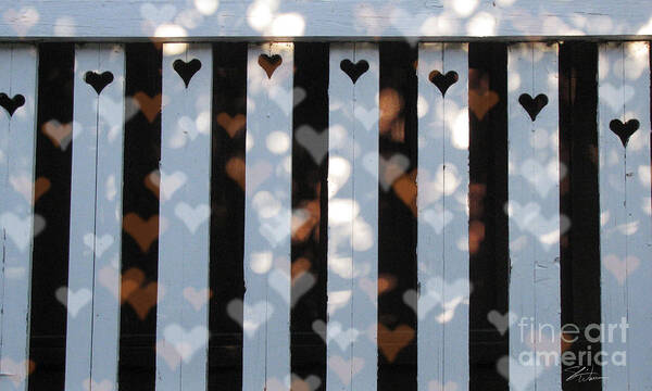 Hearts Poster featuring the mixed media Hearts Fence by Shari Warren