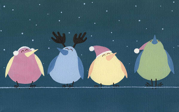 Holiday Birds Poster featuring the painting Holiday Birds by Natasha Denger