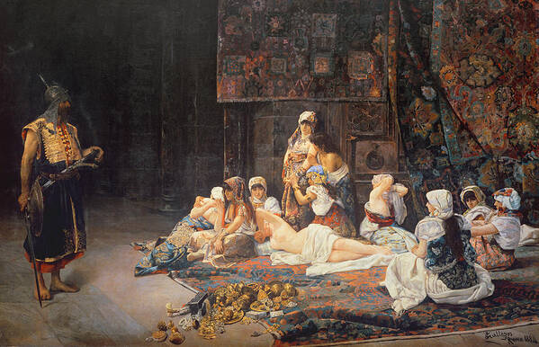 Au Serail Poster featuring the painting In the Harem by Jose Gallegos Arnosa