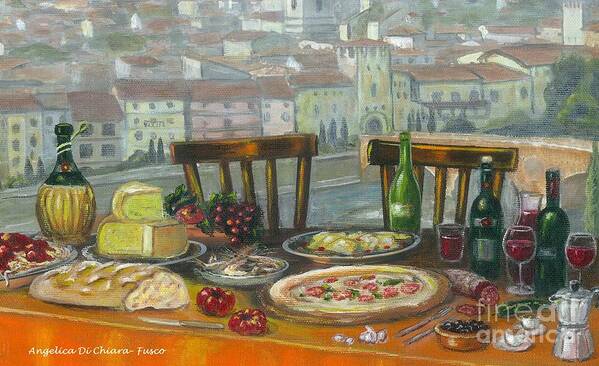 Pizza Poster featuring the painting Italian Lunch by Italian Art