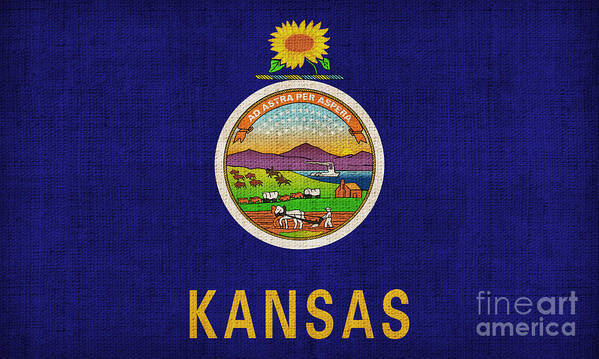 Kansas Poster featuring the painting Kansas state flag by Pixel Chimp