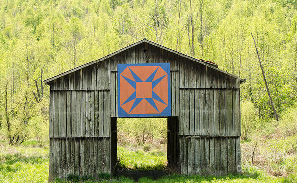 Architecture Poster featuring the photograph Kentucky Barn Quilt - Happy Hunting Ground by Mary Carol Story