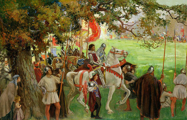 Jousting Poster featuring the painting Knights Assembling, From Sir Nigel by George Edmund Butler
