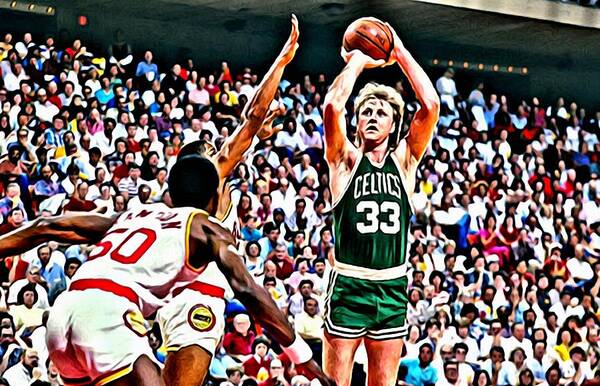 Larry Poster featuring the painting Larry Bird by Florian Rodarte