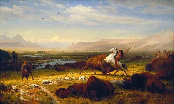 Albert Bierstadt Poster featuring the digital art Last Of The Buffalo by Albert Bierstadt
