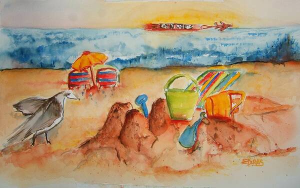 Jersey Shore Poster featuring the painting Late Afternoon Beach by Elaine Duras