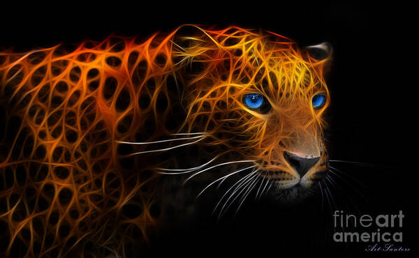 Leopard Poster featuring the digital art Leopard Fraktal by Bruno Santoro