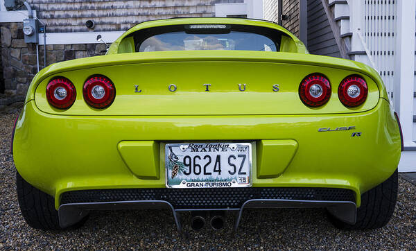 Vehicle Poster featuring the photograph Lime green lotus by Steven Ralser