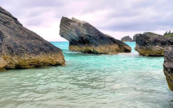 Limestone Poster featuring the photograph Limestone in Turquoise Waters by Janice Drew