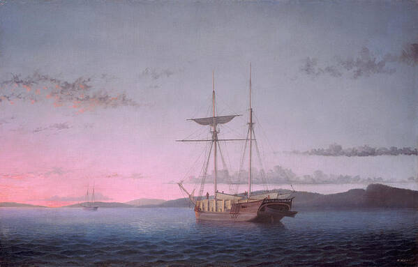 Fitz Henry Lane Poster featuring the painting Lumber Schooners at Evening on Penobscot Bay by Fitz Henry Lane