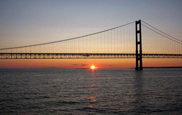 Mackinac Bridge Poster featuring the photograph Mackinac Bridge Sunset by Keith Stokes