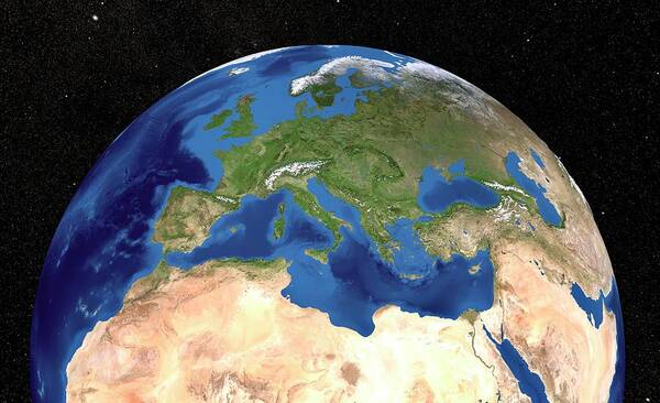 Earth Poster featuring the photograph Mediterranean Sea by Nasa/gsfc-svs/science Photo Library