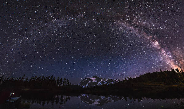 Milky Way Poster featuring the photograph Milky Way at Picture Lake by Hisao Mogi