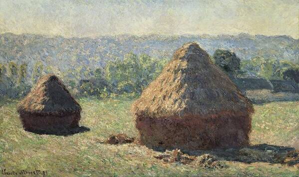 Horizontal Poster featuring the photograph Monet, Claude 1840-1926. The Haystacks by Everett