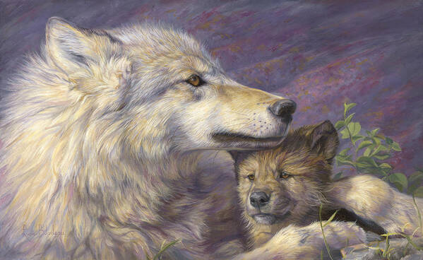 Wolf Poster featuring the painting Mother's Love by Lucie Bilodeau