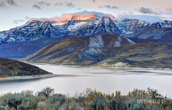 Mount Timpanogos Poster featuring the photograph Mt. Timpanogos Winter Sunrise by Gary Whitton