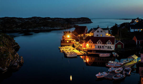 Tranquility Poster featuring the photograph Nautnes By Night, Øygarden, Norway by Mats Anda