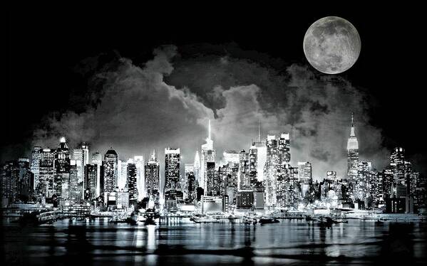 New York City Poster featuring the photograph New York City Night Lights by Alma Yamazaki