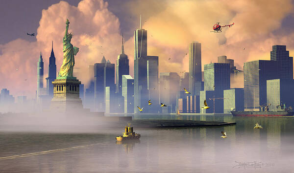 Statue Of Liberty Poster featuring the digital art Of Stone and Steel by Dieter Carlton