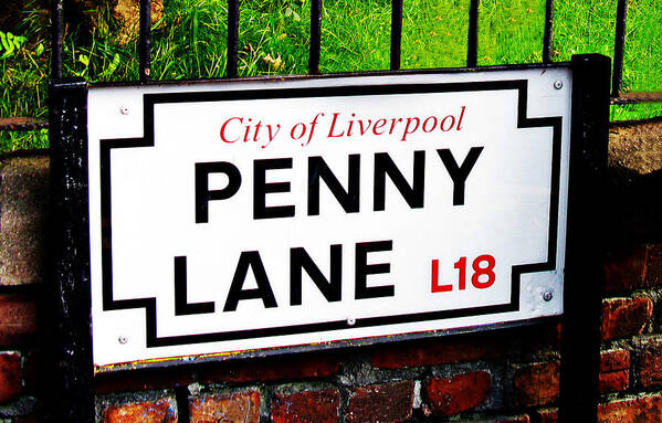 Penny Lane Poster featuring the photograph Penny Lane sign City of Liverpool England by Tom Conway