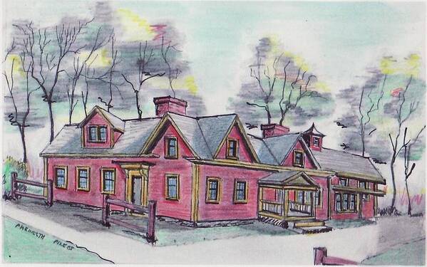 Drawing Of Danvers Poster featuring the drawing Pine Street Home by Paul Meinerth