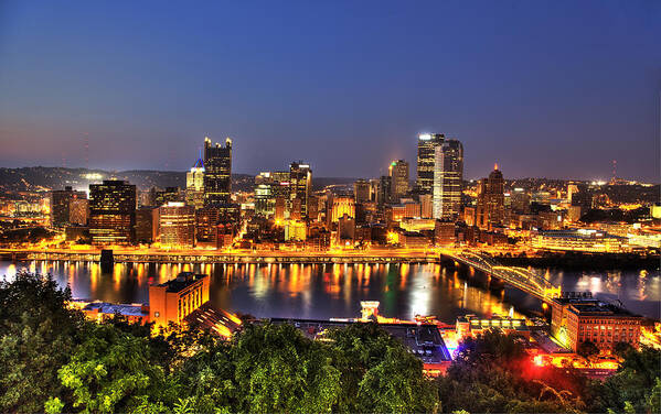 Pittsburgh Poster featuring the photograph Pittsburgh Skyline at Night by Shawn Everhart