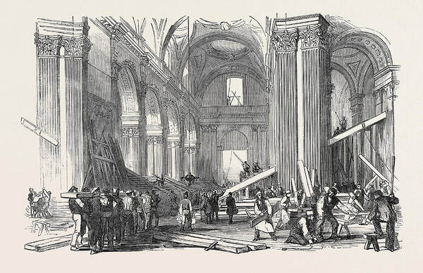 Architecture Poster featuring the drawing Preparations For The Funeral Of The Duke Of Wellington by English School